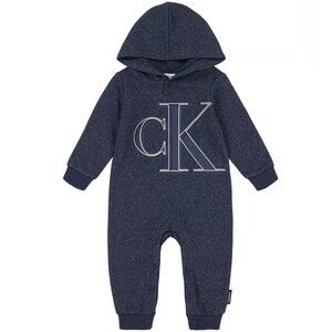NWT!! Baby Boys Calvin Klein Fleece Monogram Hoodie Coverall 3-6 months